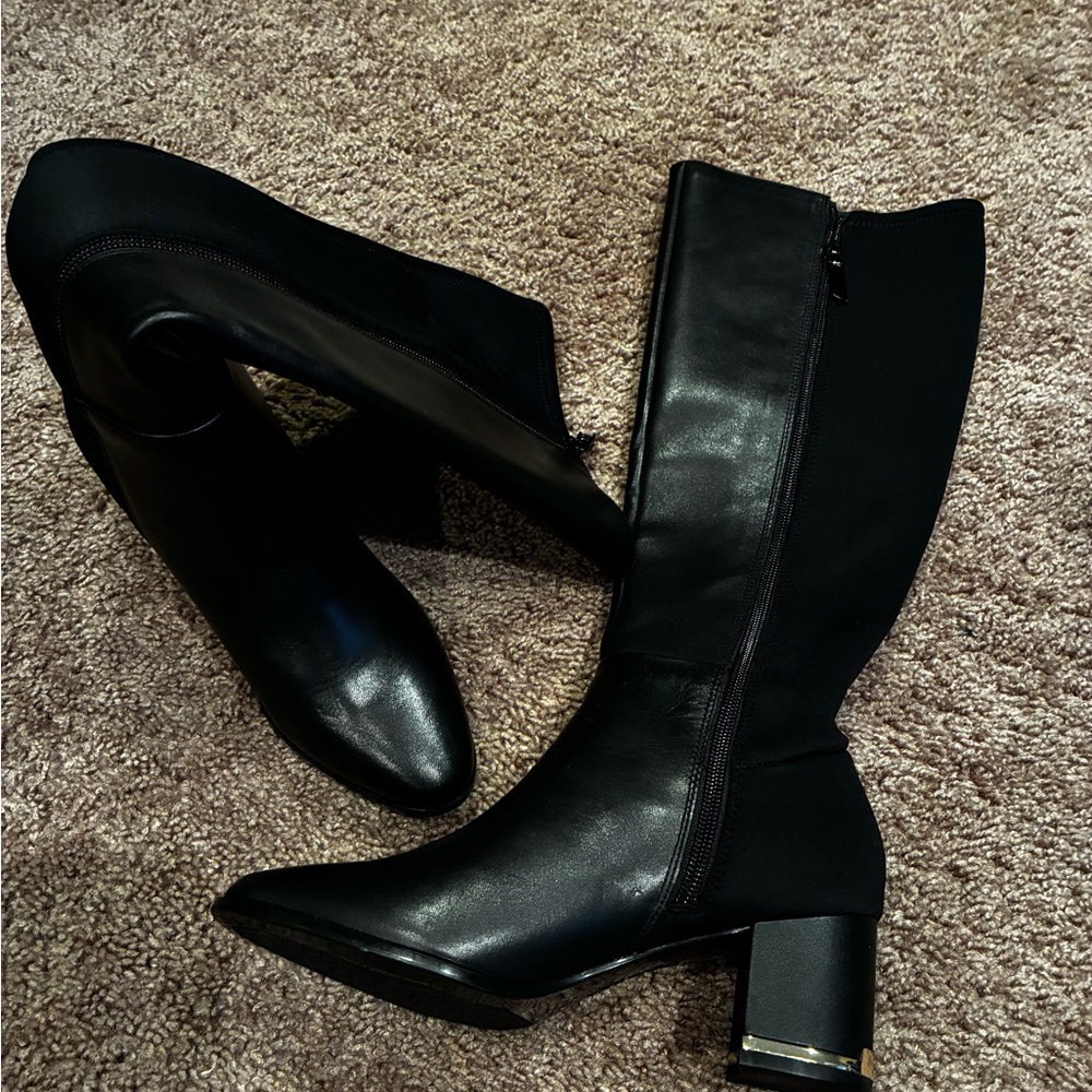 NWT Calvin Klein Black Block Heel Boots